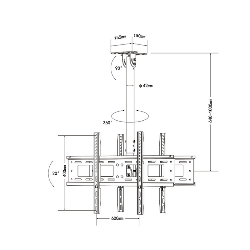 SOPORTE DE TECHO PARA TV Y MONITOR DJBK-604 40" a 70" imagen 2