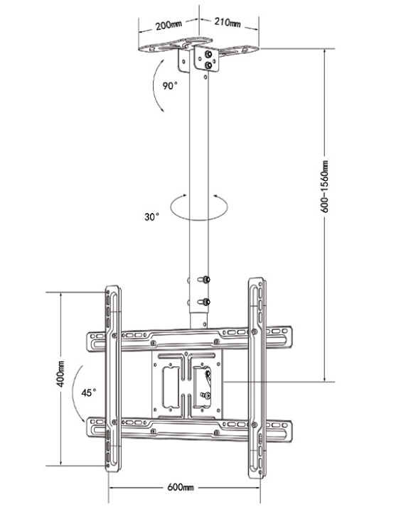 SOPORTE DE TECHO PARA TV Y MONITOR DJT560-15 32" a 75" imagen 3