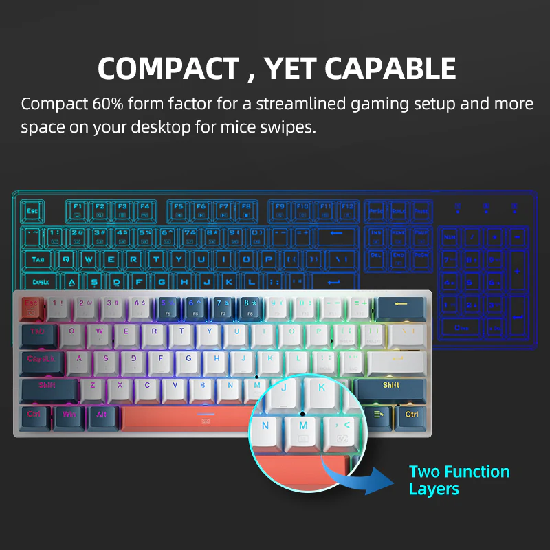 TECLADO GAMER MACHENIKE K500-B61W MODO RGB 60% (Open Box) imagen 5