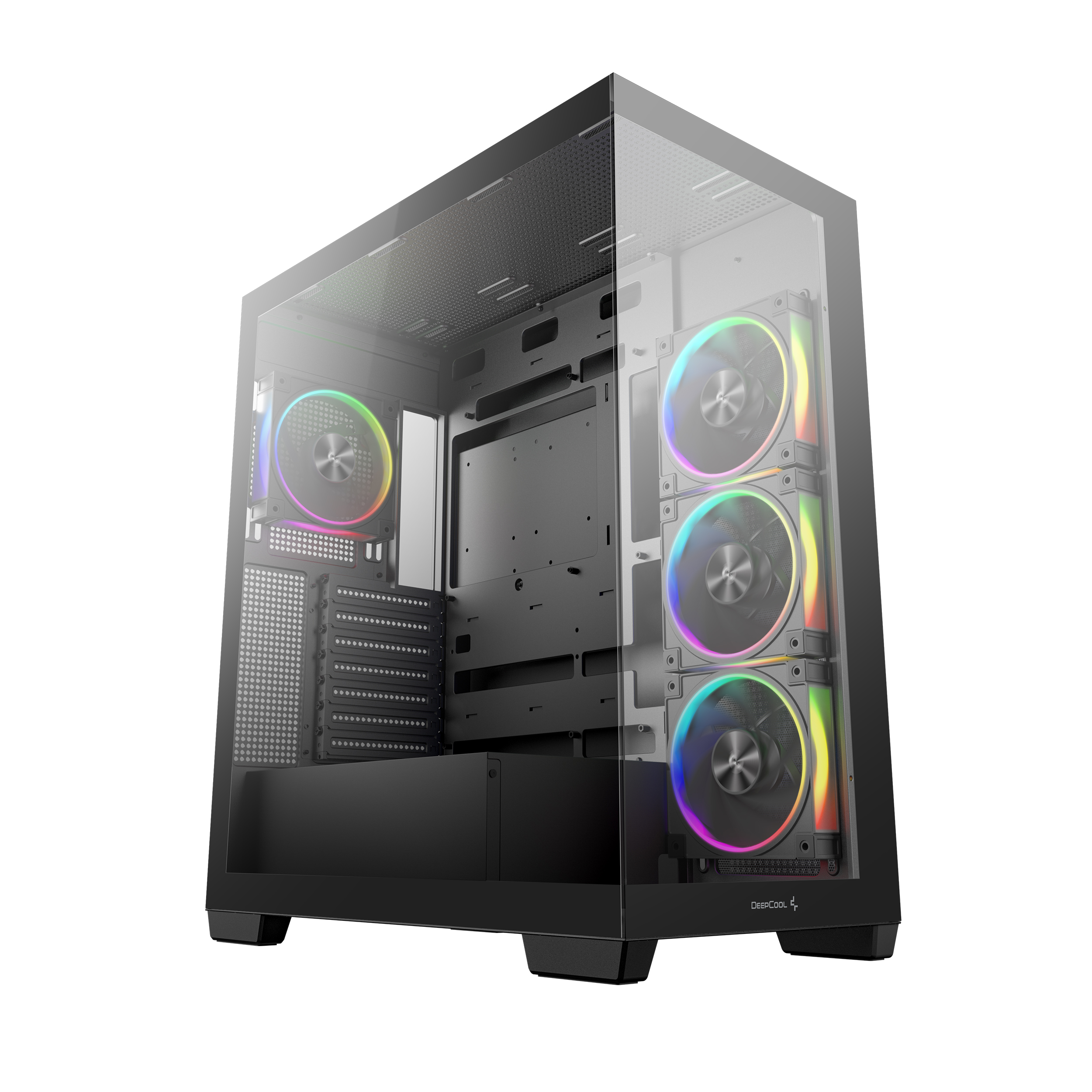 Case DeepCool CG580 V2 Negro 4 Ventiladores ATX / M-ATX Soporte Placas BTF y Project Zero Vista Panoramica