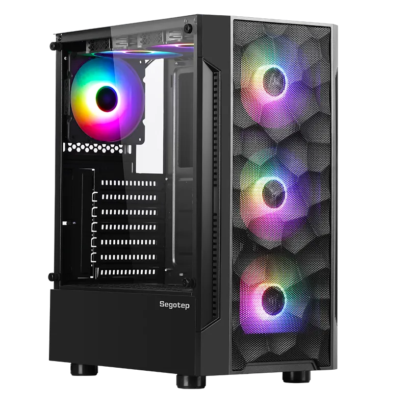 Case Segotep Flexi 1 Negro | ATX / M-ATX / ITX | Vista de Cristal | 3 Ventiladores